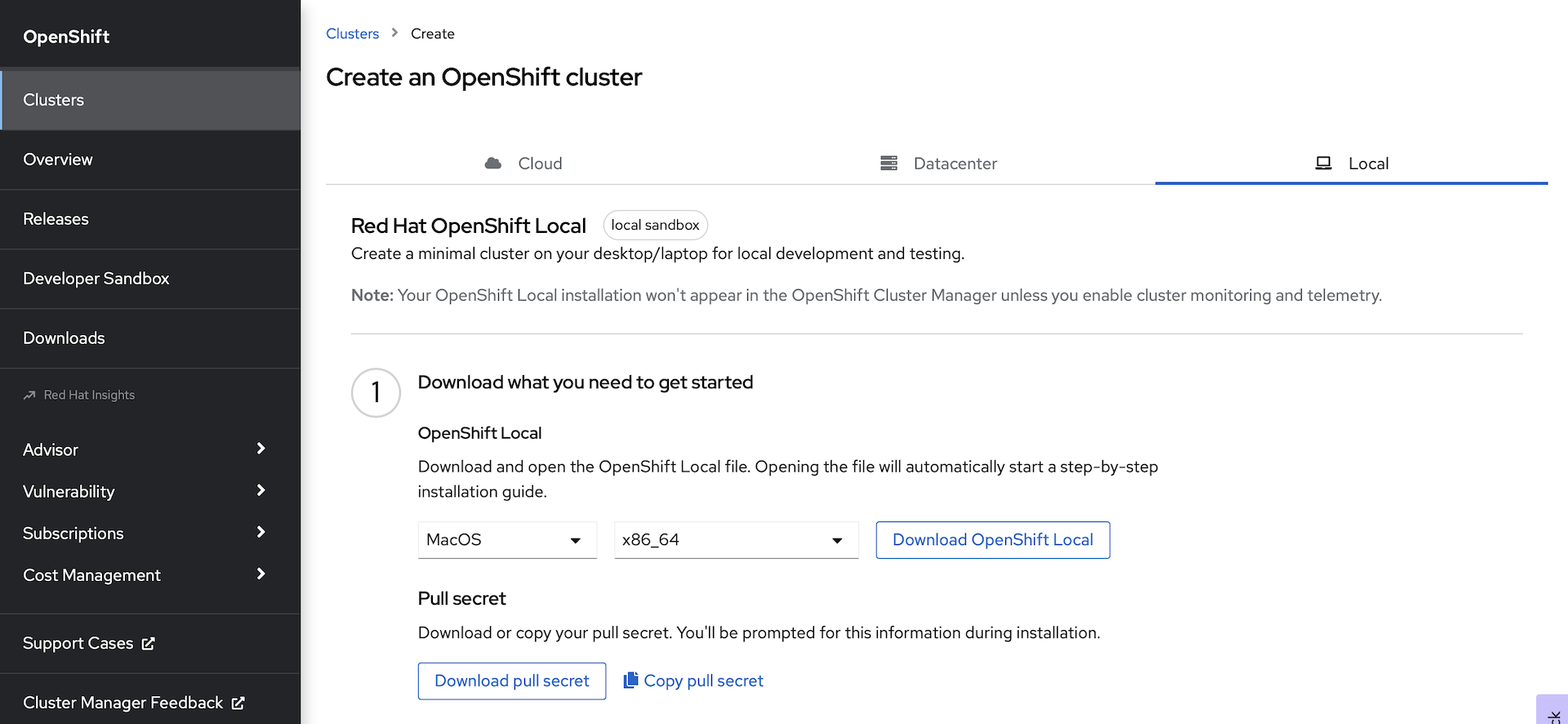 Download OpenShift Local